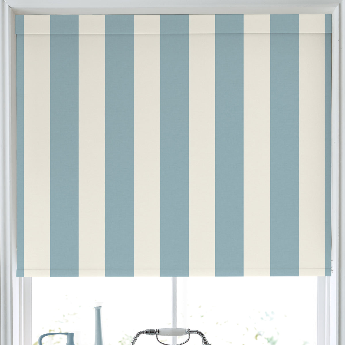 Laura Ashley Lille Stripe Translucent Made to Measure Roller Blind Seaspray