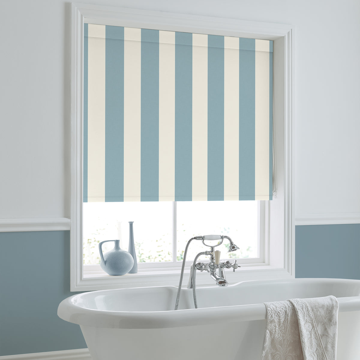 Laura Ashley Lille Stripe Translucent Made to Measure Roller Blind Seaspray