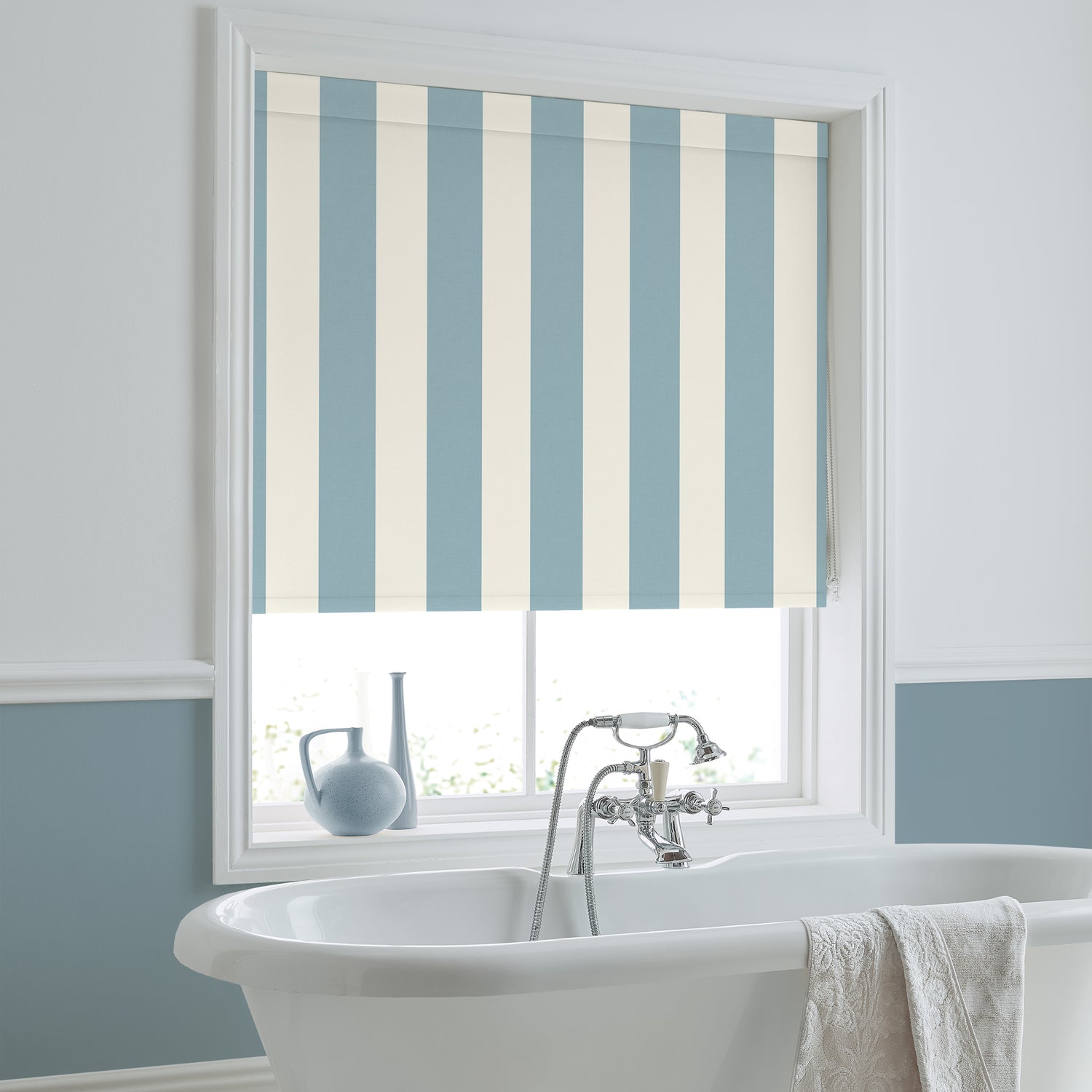 Laura Ashley Lille Stripe Made to Measure Blackout Roller Blind Seaspray