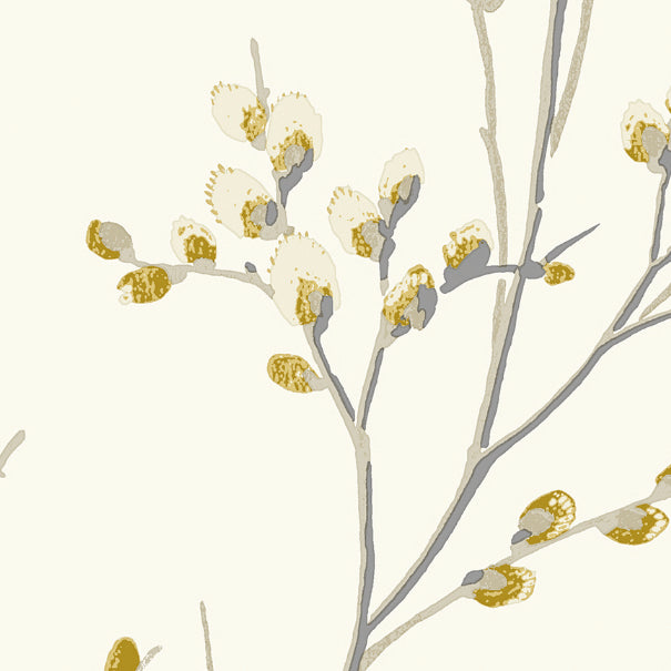 Laura Ashley Pussy Willow Made to Measure Curtain Ochre Yellow
