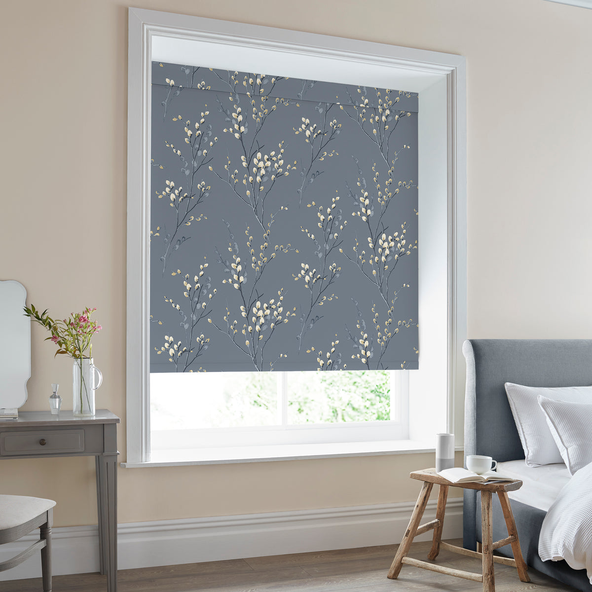 Laura Ashley Pussy Willow Translucent Made to Measure Roller Blind Dark Seaspray