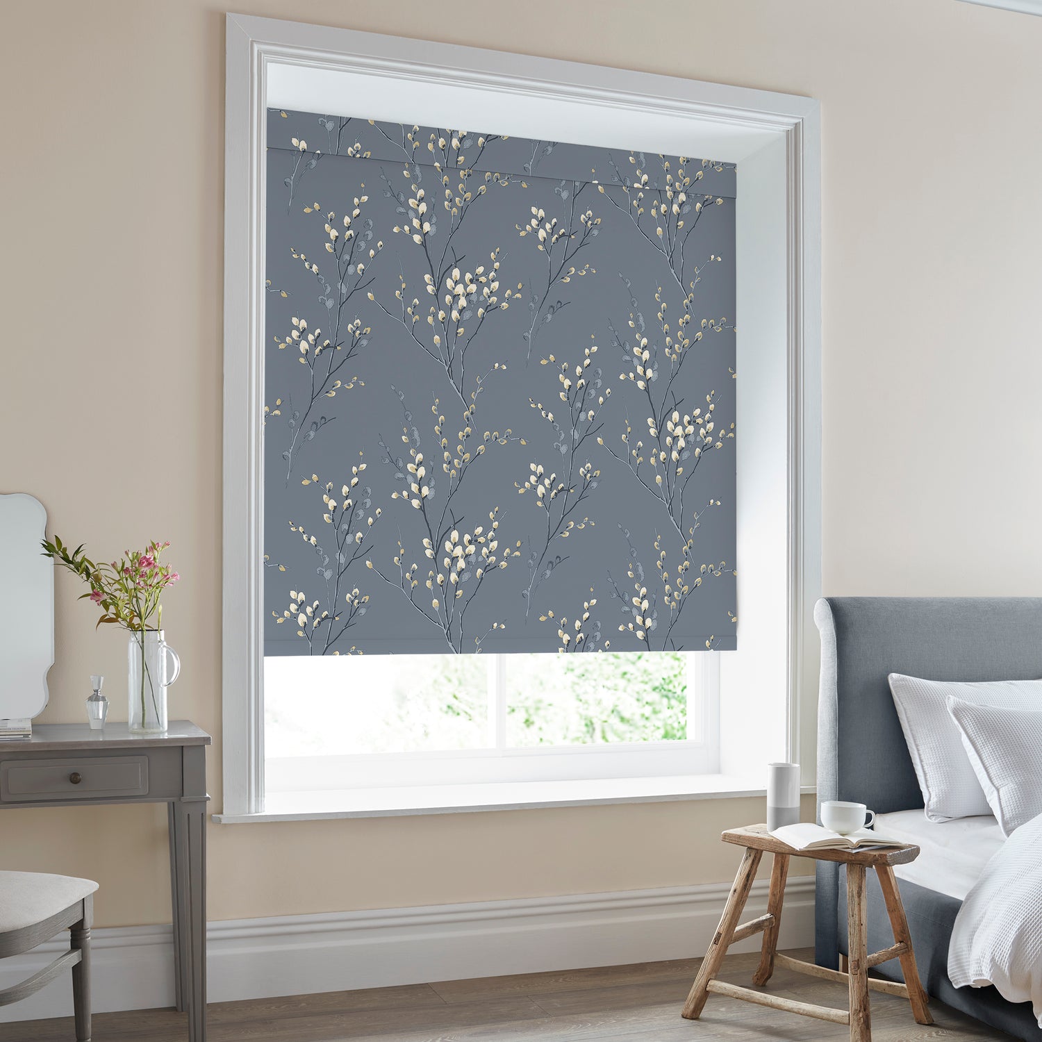 Laura Ashley Pussy Willow Made to Measure Blackout Roller Blind Dark Seaspray