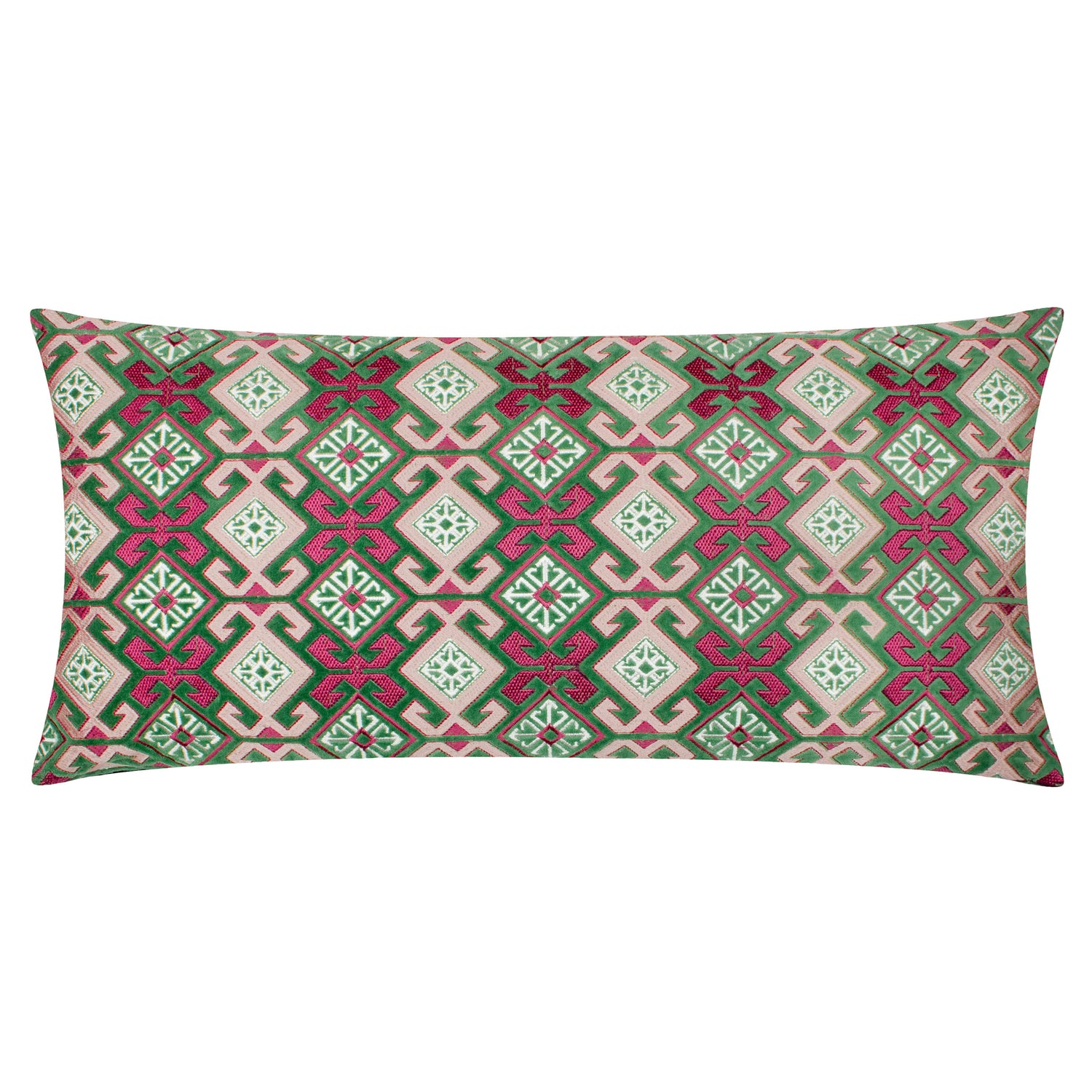Paoletti Seventy Three Laurel Embroidered Velvet 30cm x 60cm Filled Boudoir Cerise Jade