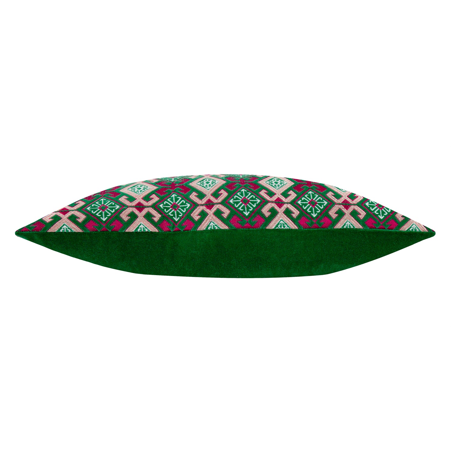 Paoletti Seventy Three Laurel Embroidered Velvet 30cm x 60cm Filled Boudoir Cerise Jade