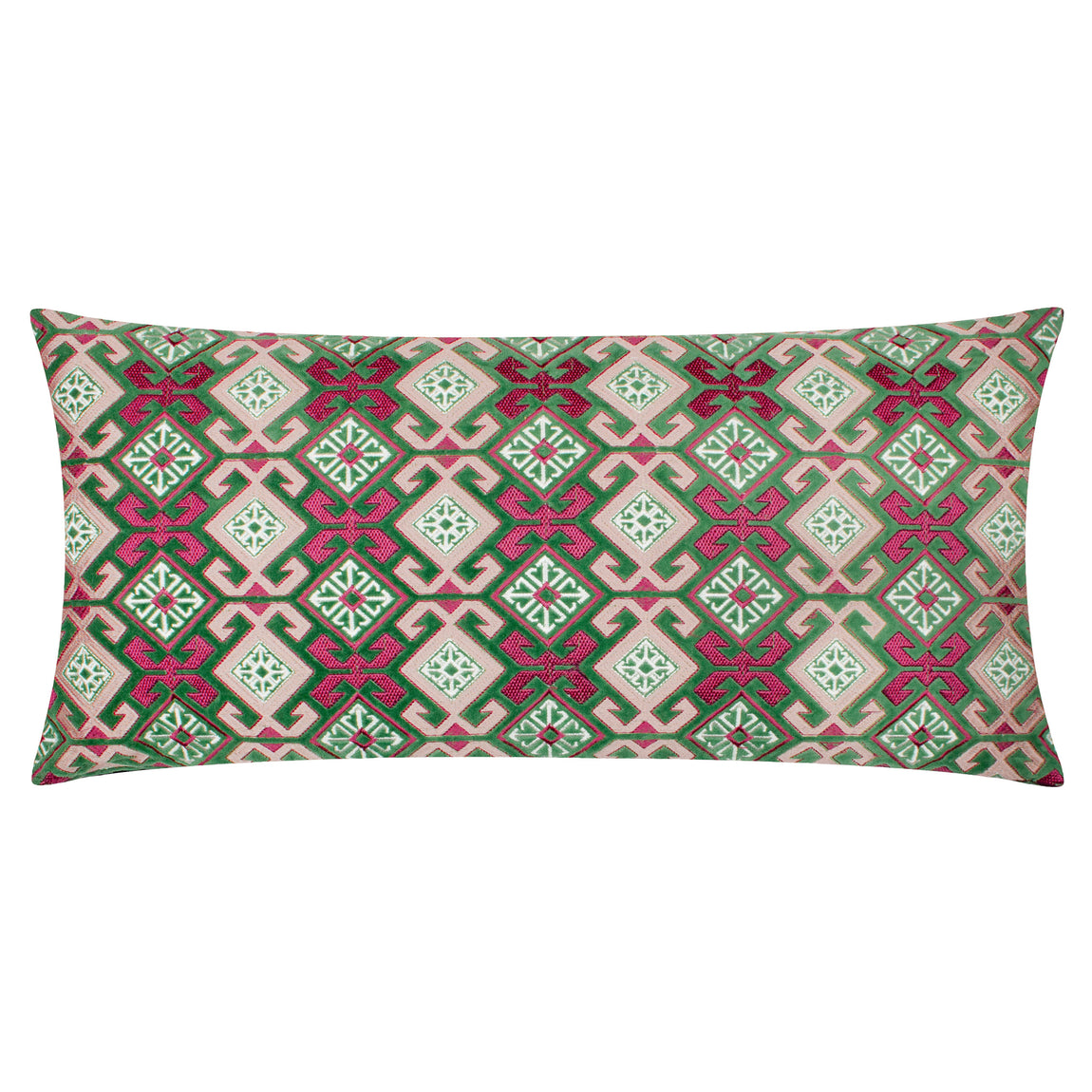 Paoletti Seventy Three Laurel Embroidered Velvet 30cm x 60cm Filled Boudoir Cerise Jade