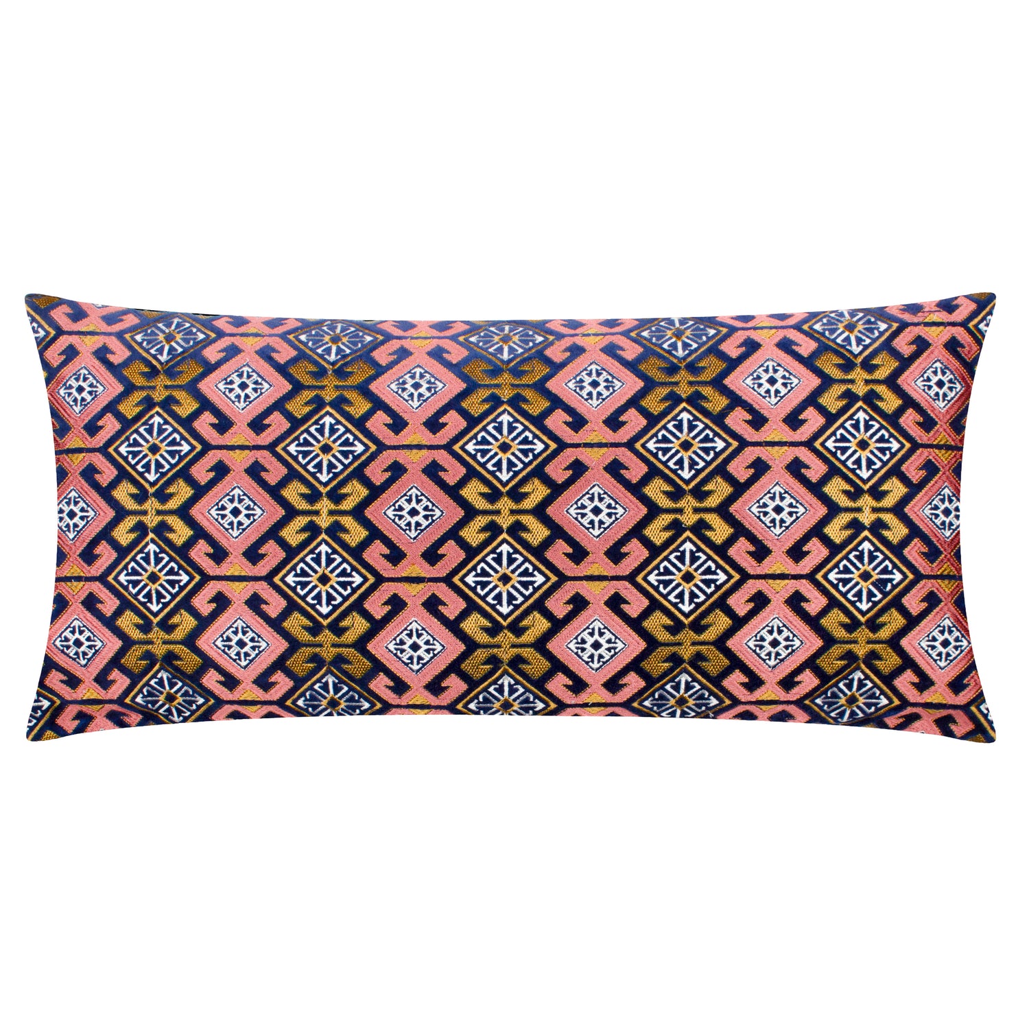 Paoletti Seventy Three Laurel Embroidered Velvet 30cm x 60cm Filled Boudoir Rose Blue