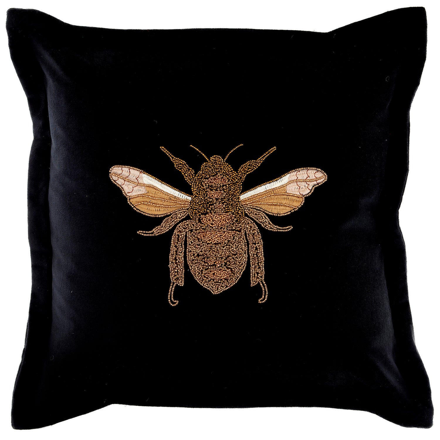 Voyage Maison Layla Embroidered Velvet Feather Filled Cushion 50cm x 50cm Black
