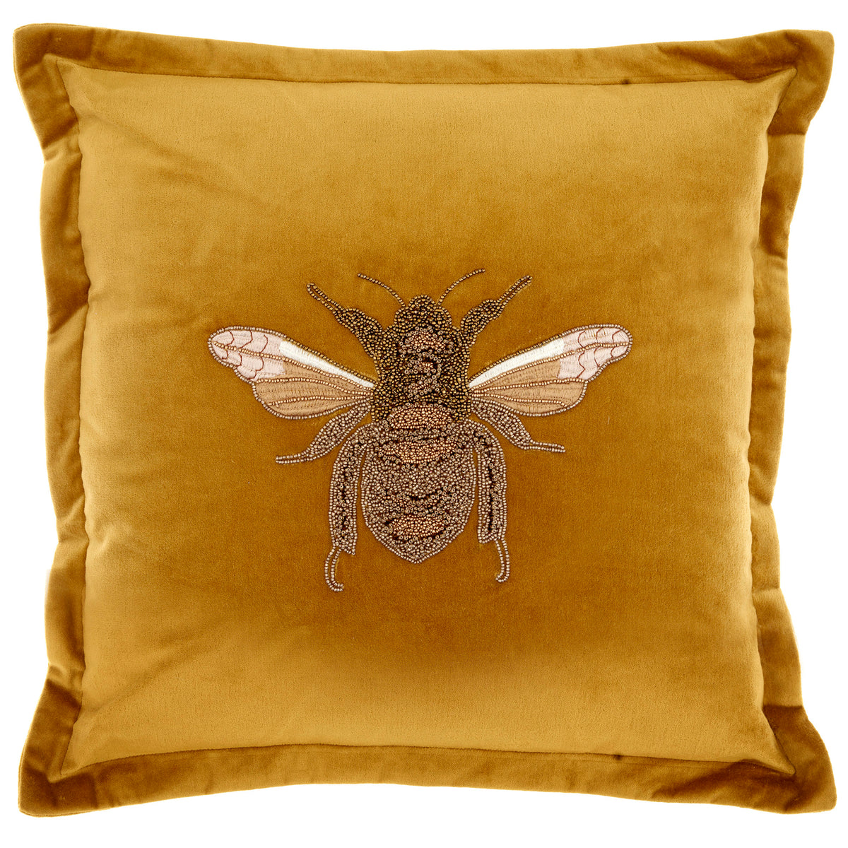 Voyage Maison Layla Embroidered Velvet Feather Filled Cushion 50cm x 50cm Mustard