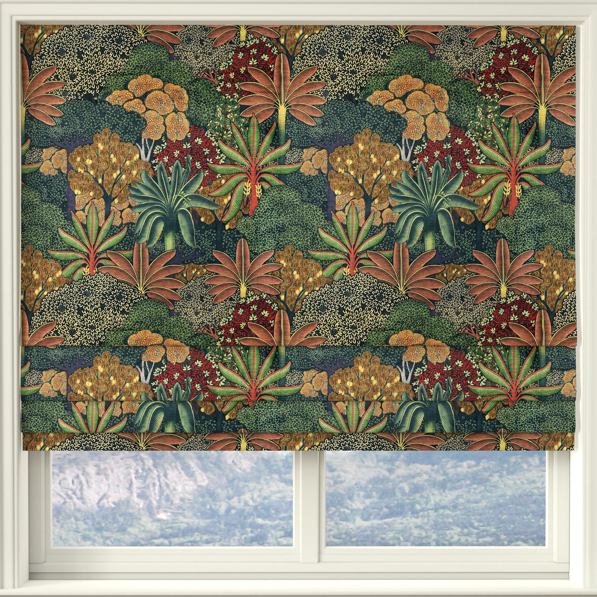Linda Barker Treasure Garden Velvet Print Fabric Navy