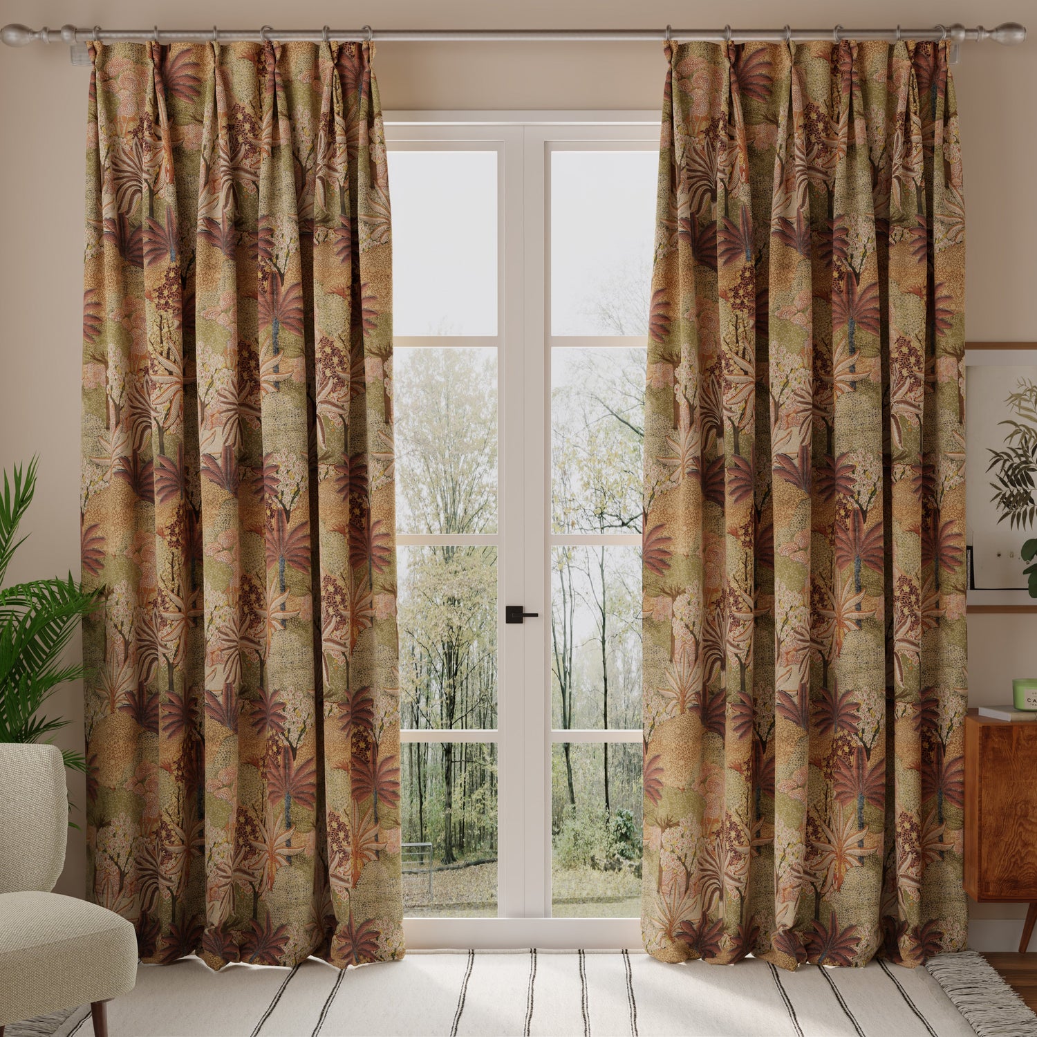 Linda Barker Treasure Garden Velvet Print Fabric Peach