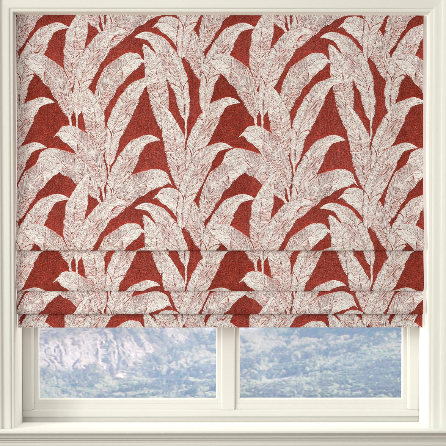 Linda Barker Evergreen Leaf Made to Measure Roman Blind Burnt Sienna