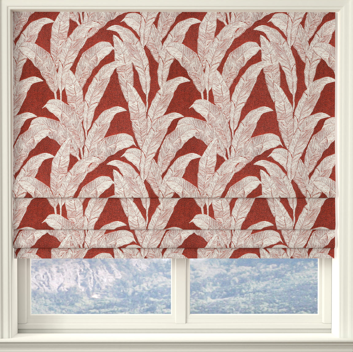 Linda Barker Evergreen Leaf Made to Measure Roman Blind Burnt Sienna