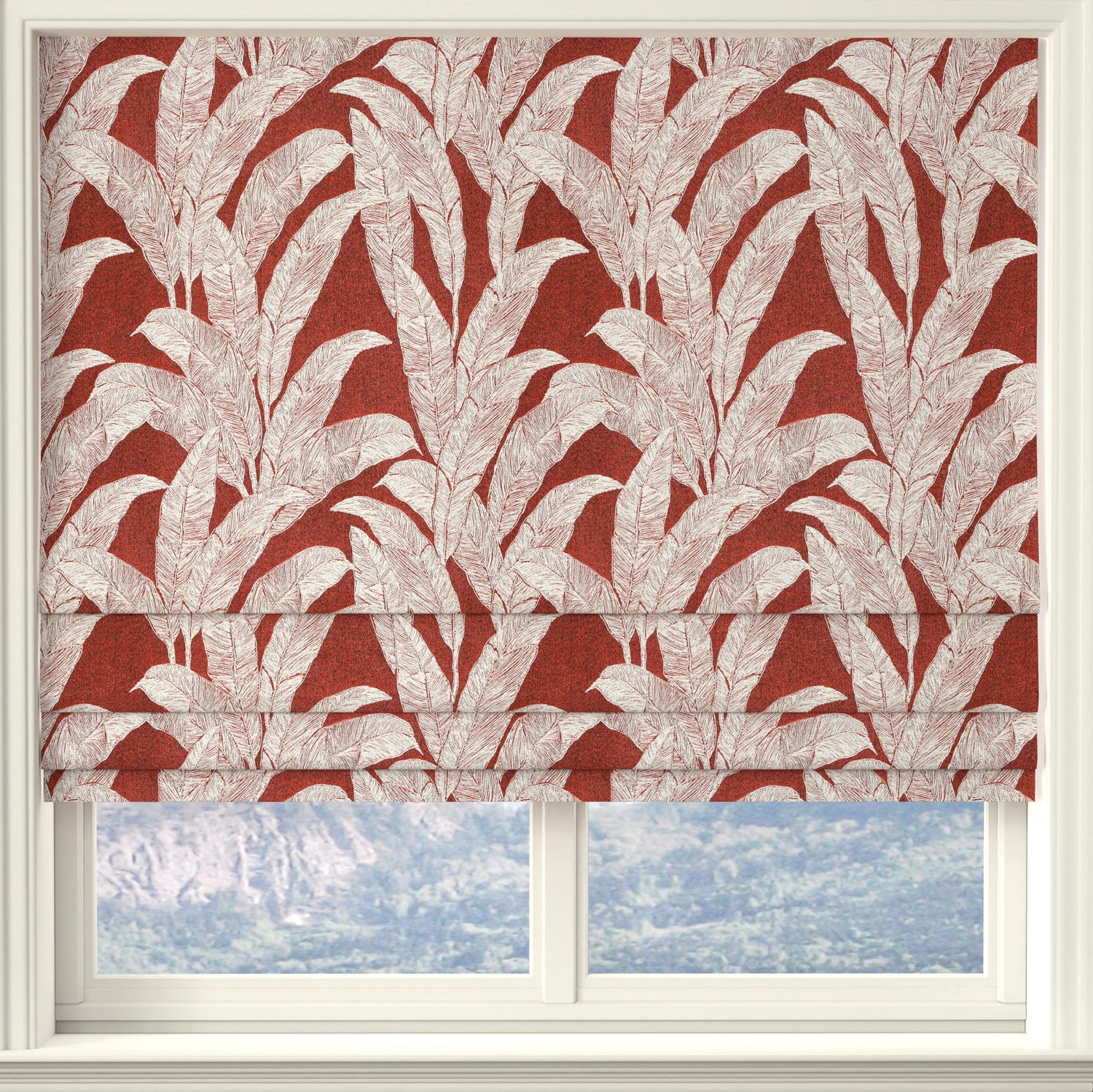 Linda Barker Evergreen Leaf Woven Fabric Burnt Sienna