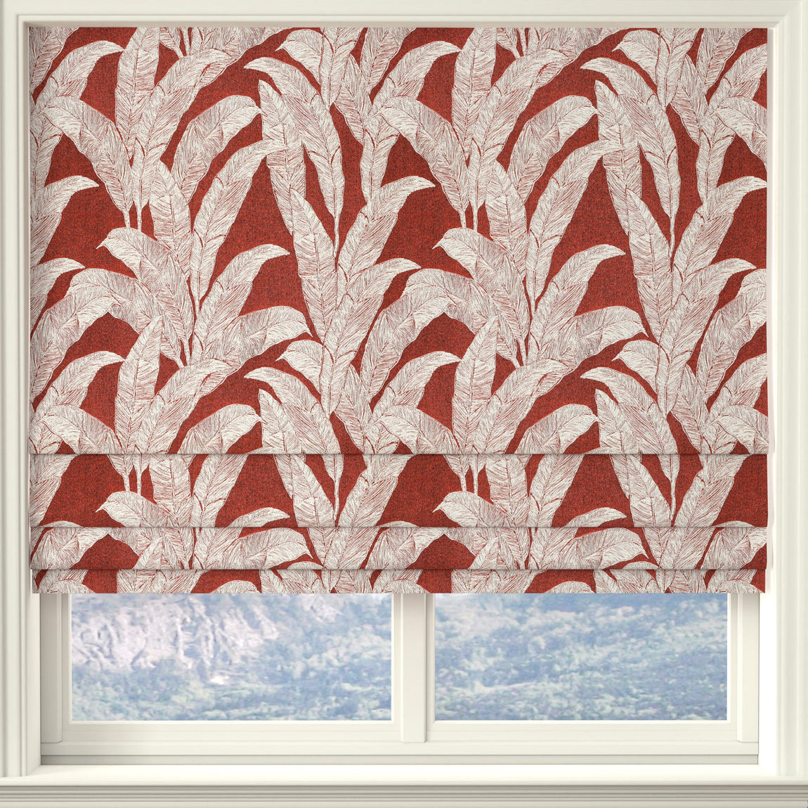 Linda Barker Evergreen Leaf Woven Fabric Burnt Sienna