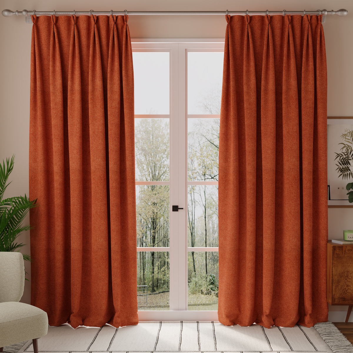 Linda Barker Petal Made to Measure Curtain Deep Terracotta