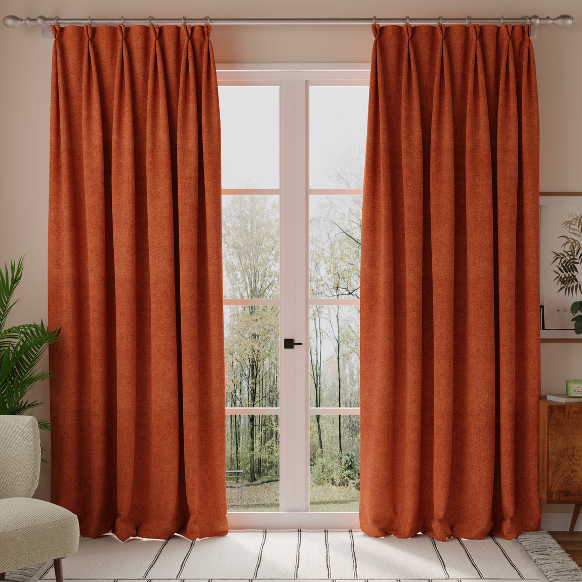 Linda Barker Petal Made to Measure Curtain Deep Terracotta