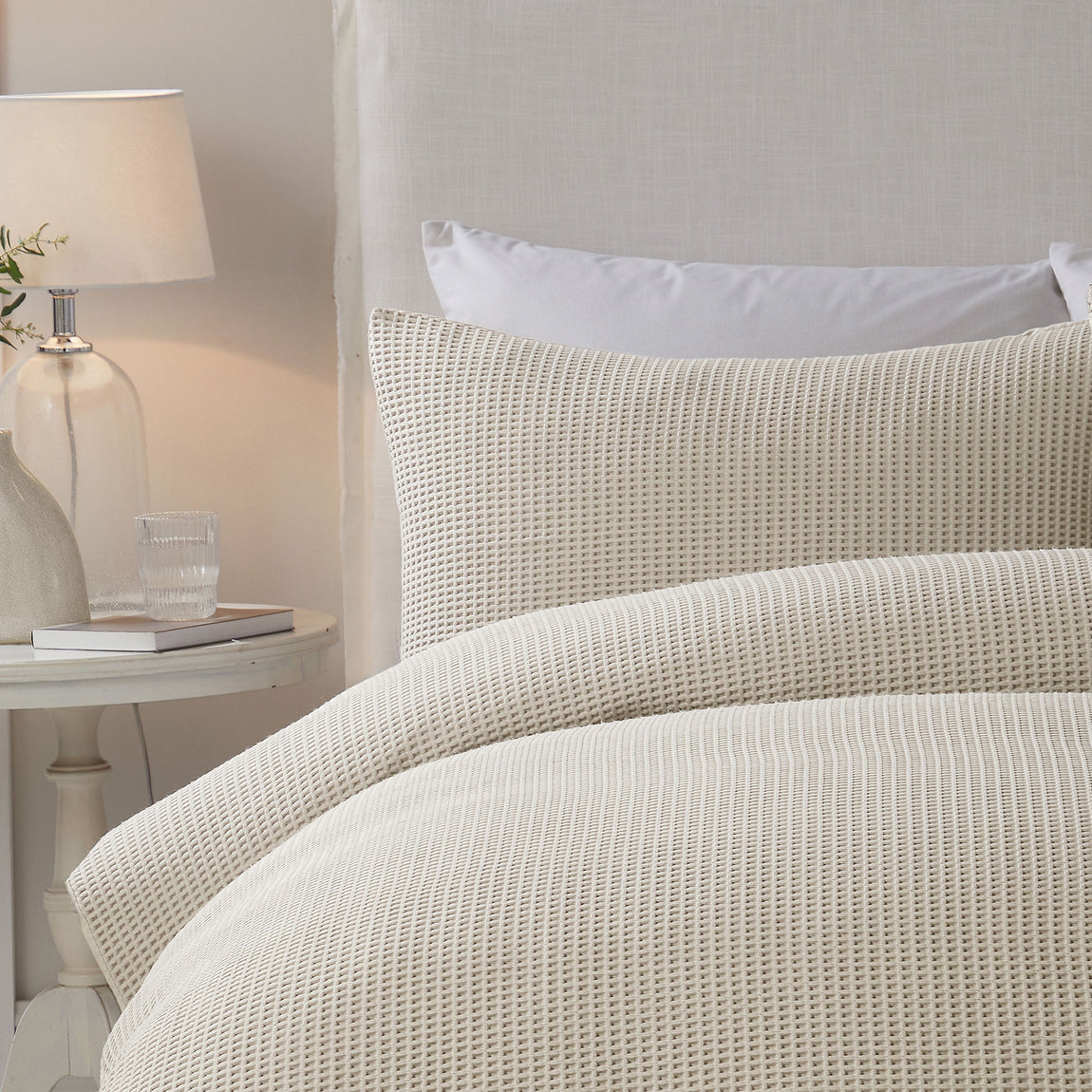 Serene Lindly Textured Waffle Duvet Cover Bedding Set Natural