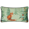 Lodge Wood Fox Embroidered 30cm x 50cm Filled Boudoir Oak Green