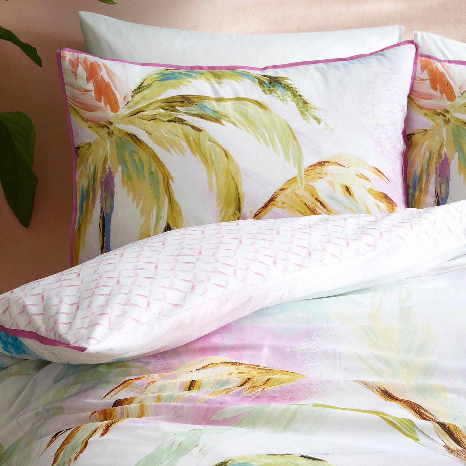 Appletree Leilani Printed Leaf Duvet Cover Bedding Set Green