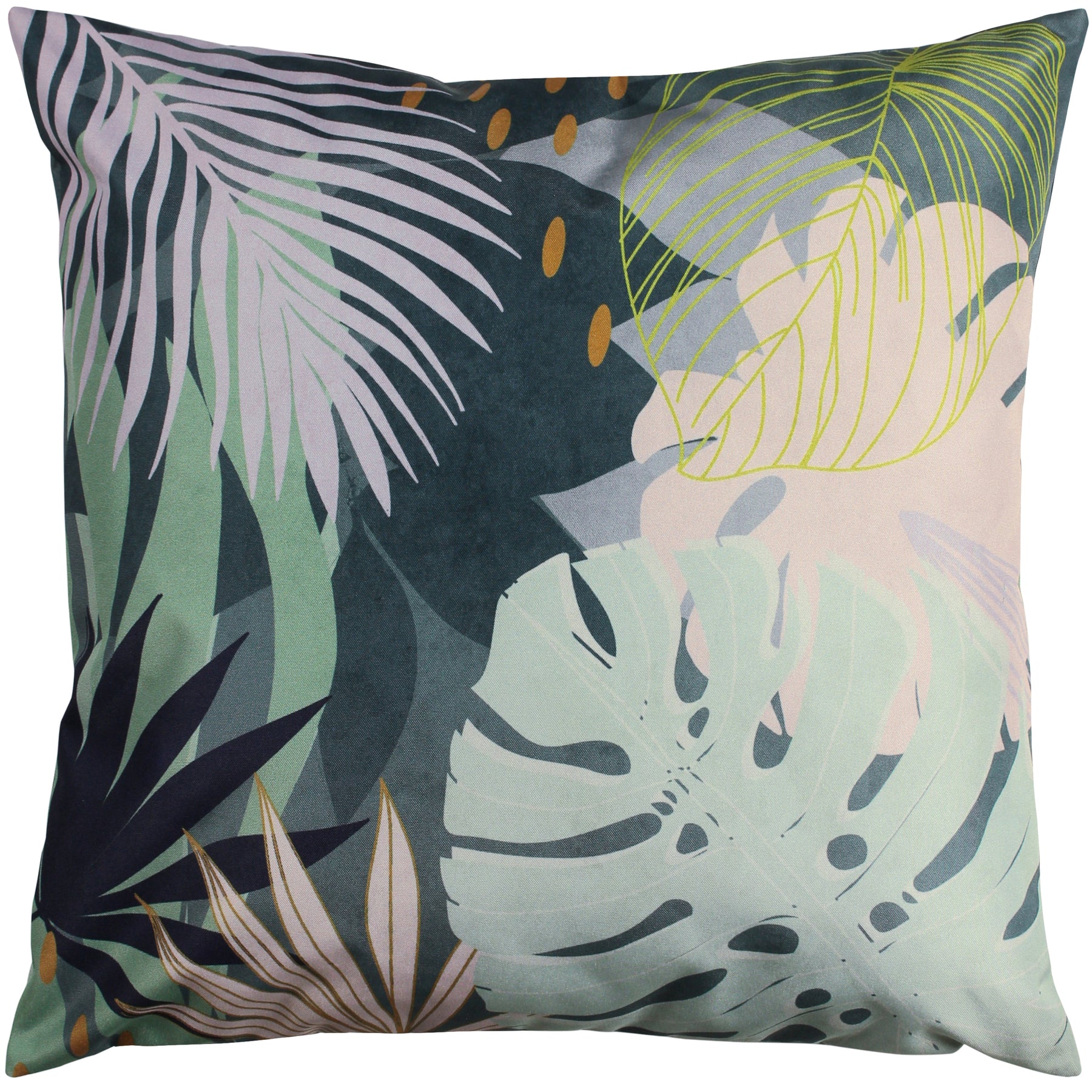 Leafy Outdoor Filled Cushion 43cm x 43cm Teal