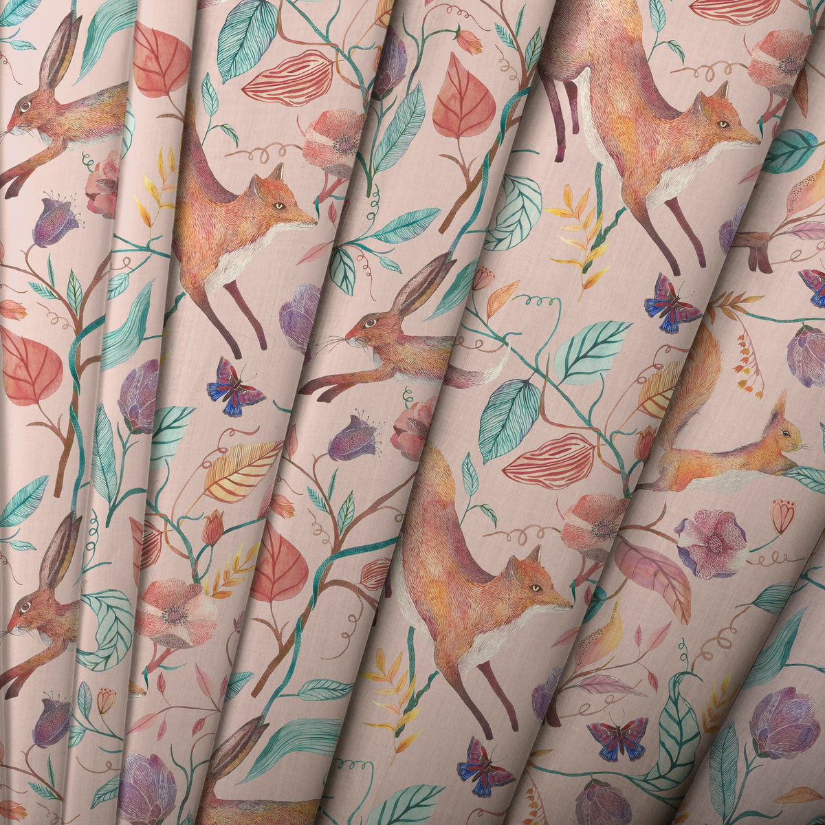 Voyage Maison Leaping Into The Fauna Fabric Blush