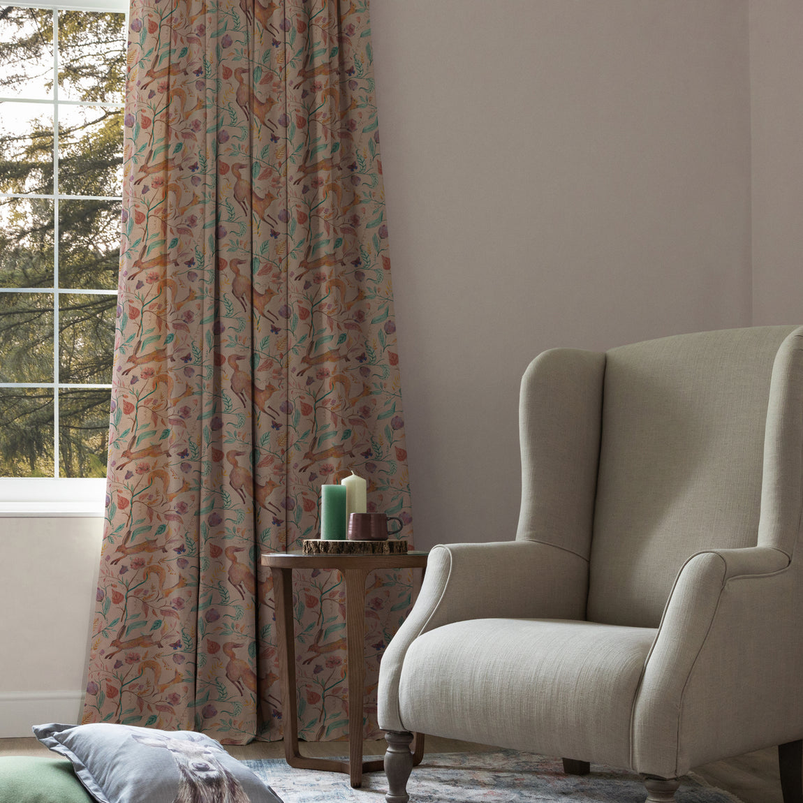 Voyage Maison Leaping Into The Fauna Fabric Blush