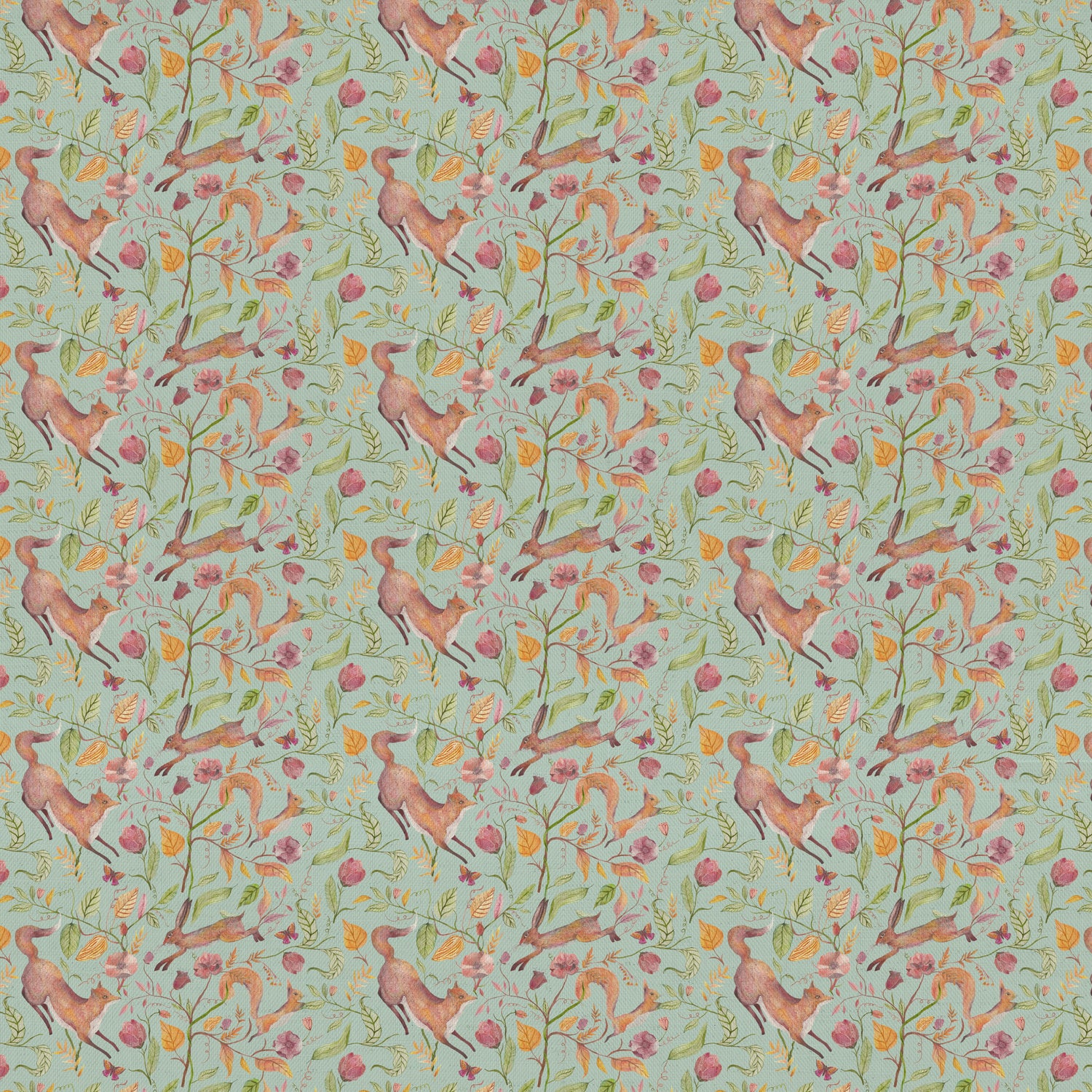 Voyage Maison Leaping Into The Fauna Fabric Duck Egg Blue
