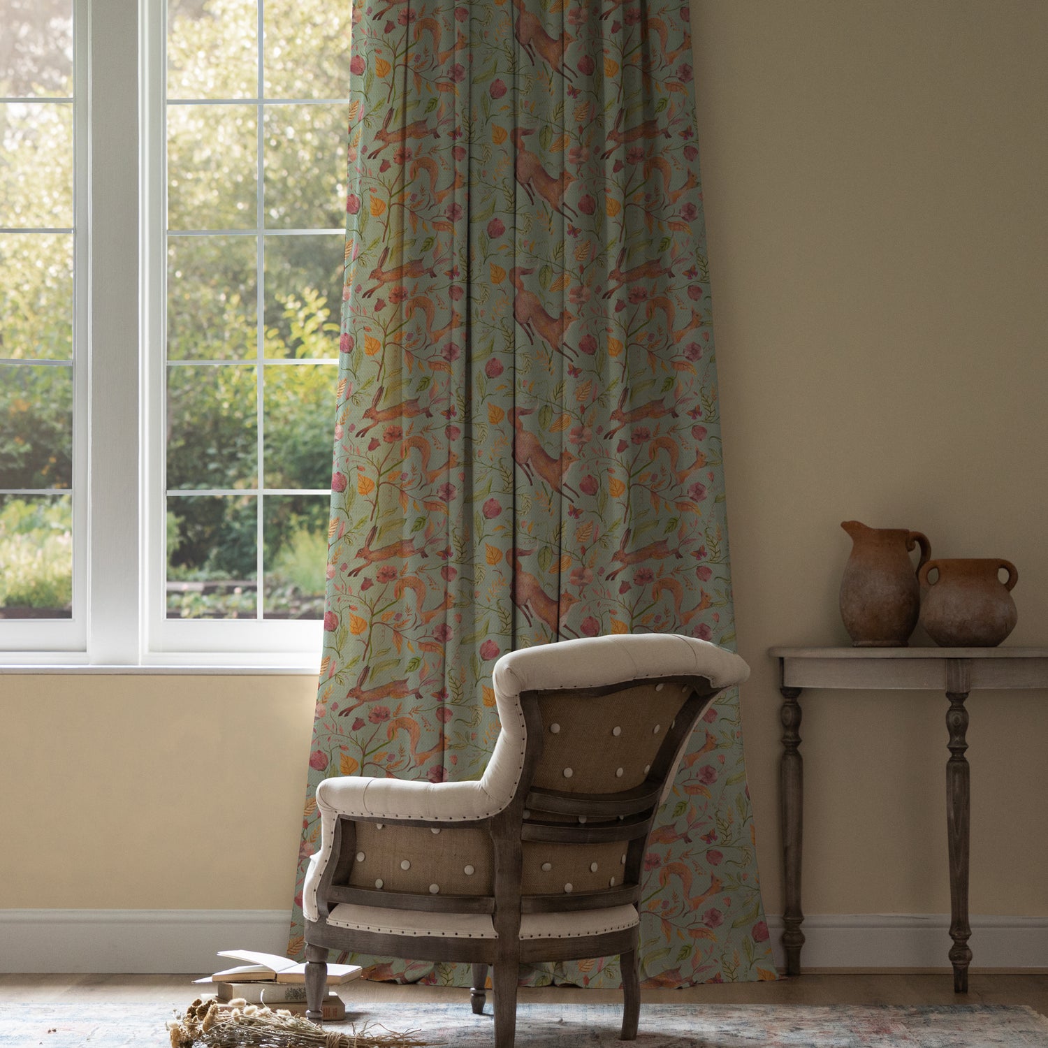 Voyage Maison Leaping Into The Fauna Fabric Duck Egg Blue