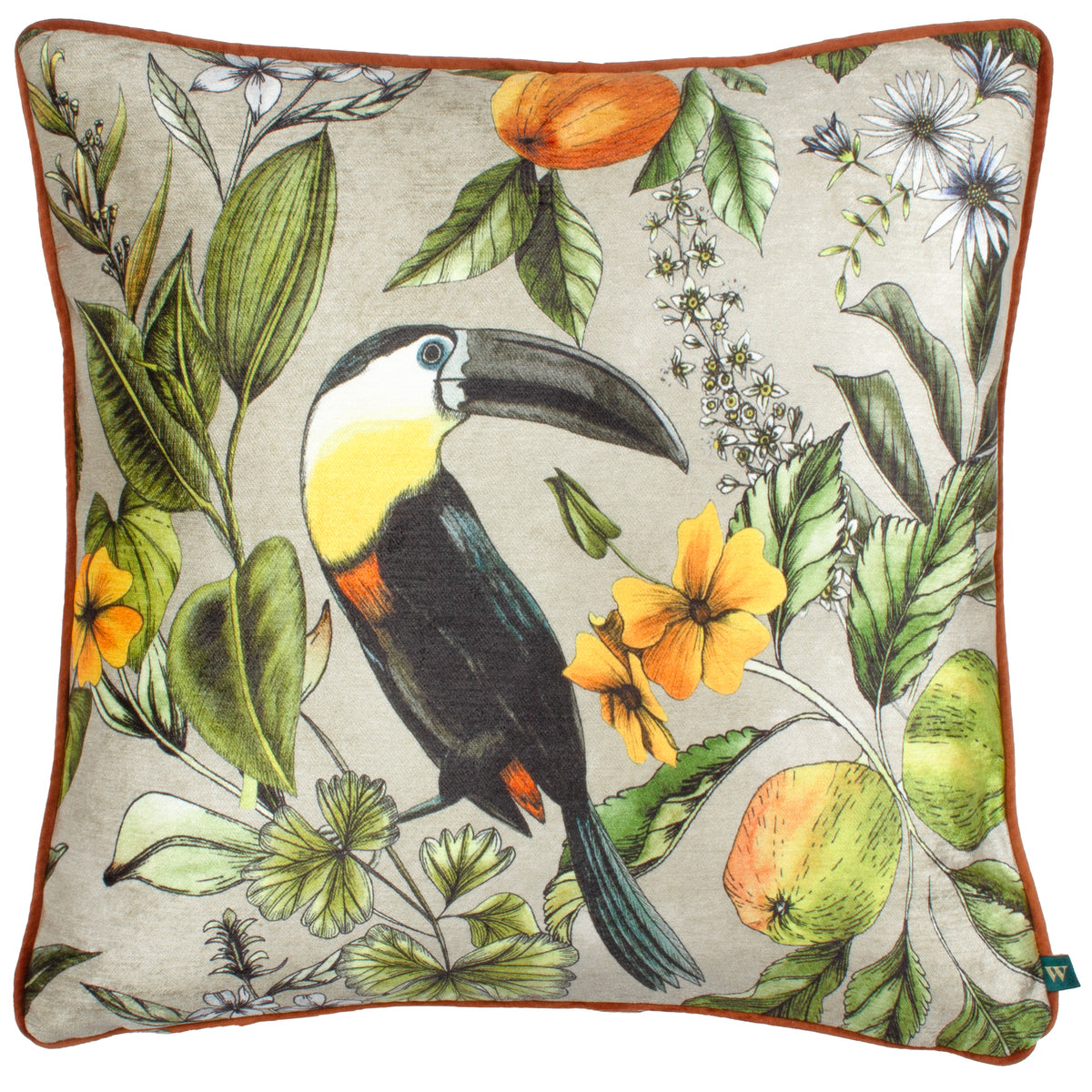 Leilani Toco Chenille Piped Filled Cushion 43cm x 43cm Mink