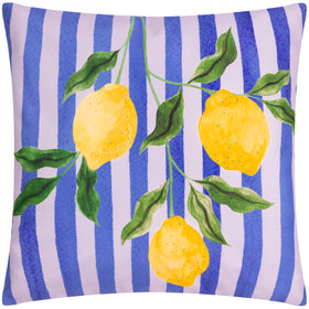 Lemons Striped Outdoor Filled Cushion 43cm x 43cm Blue