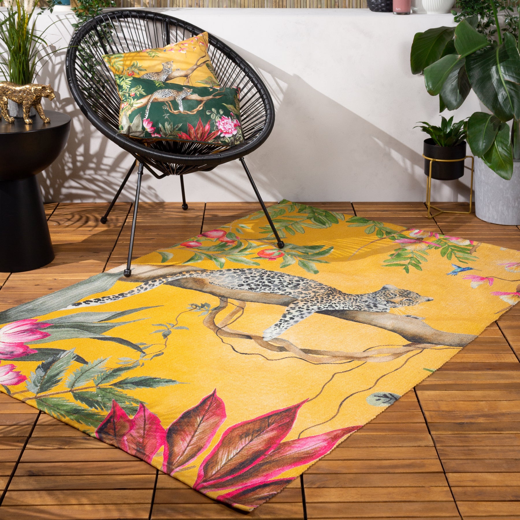Leopard Outdoor Indoor Washable 120cm x 170cm Rug Ochre