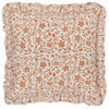 Paoletti Seventy Three Linen Filigree Printed Ruffle 50cm x 50cm Filled Cushion Linen Ochre
