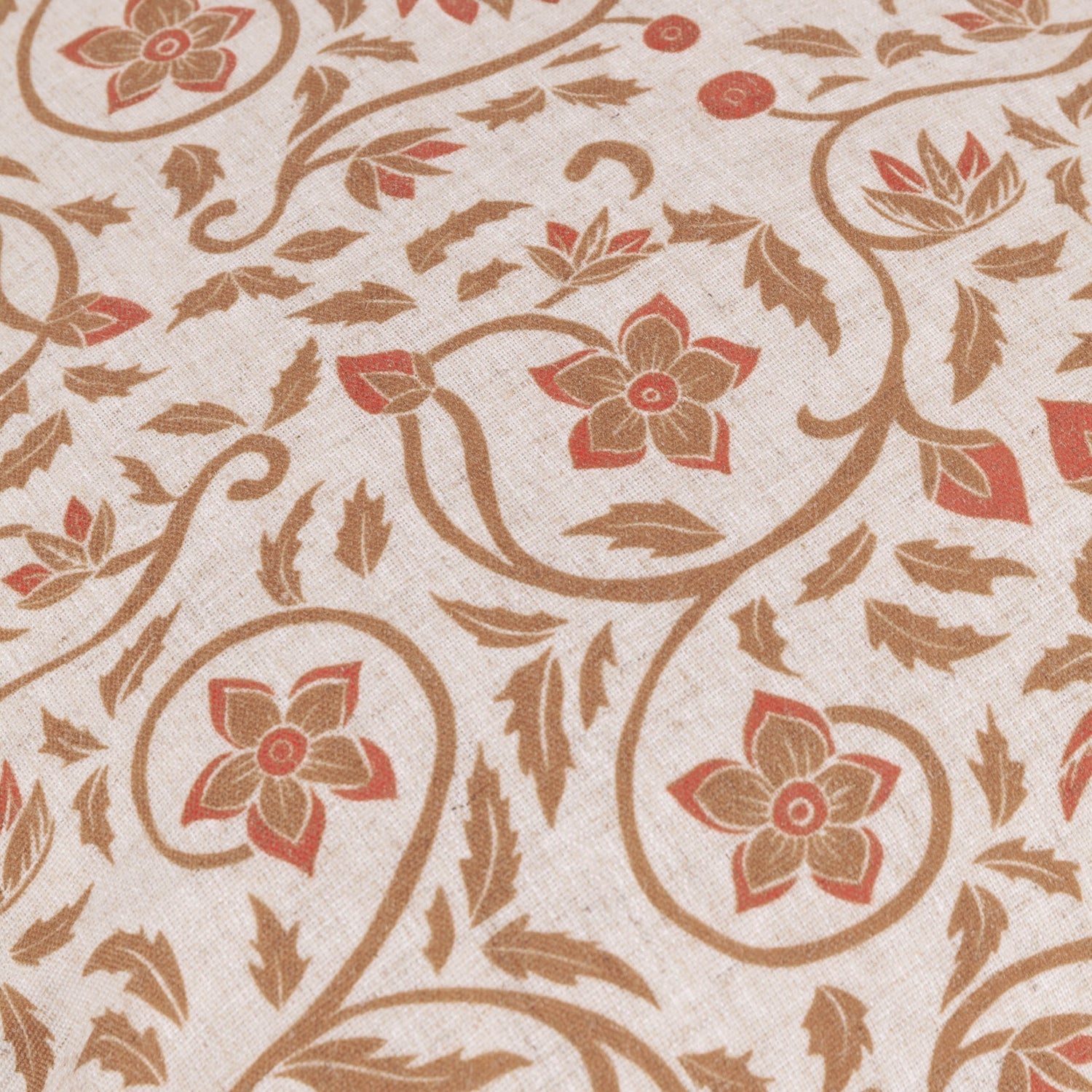 Paoletti Seventy Three Linen Filigree Printed Ruffle 50cm x 50cm Filled Cushion Linen Ochre