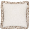 Paoletti Seventy Three Linen Filigree Printed Ruffle 50cm x 50cm Filled Cushion Linen Olive