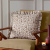 Paoletti Seventy Three Linen Filigree Printed Ruffle 50cm x 50cm Filled Cushion Linen Olive