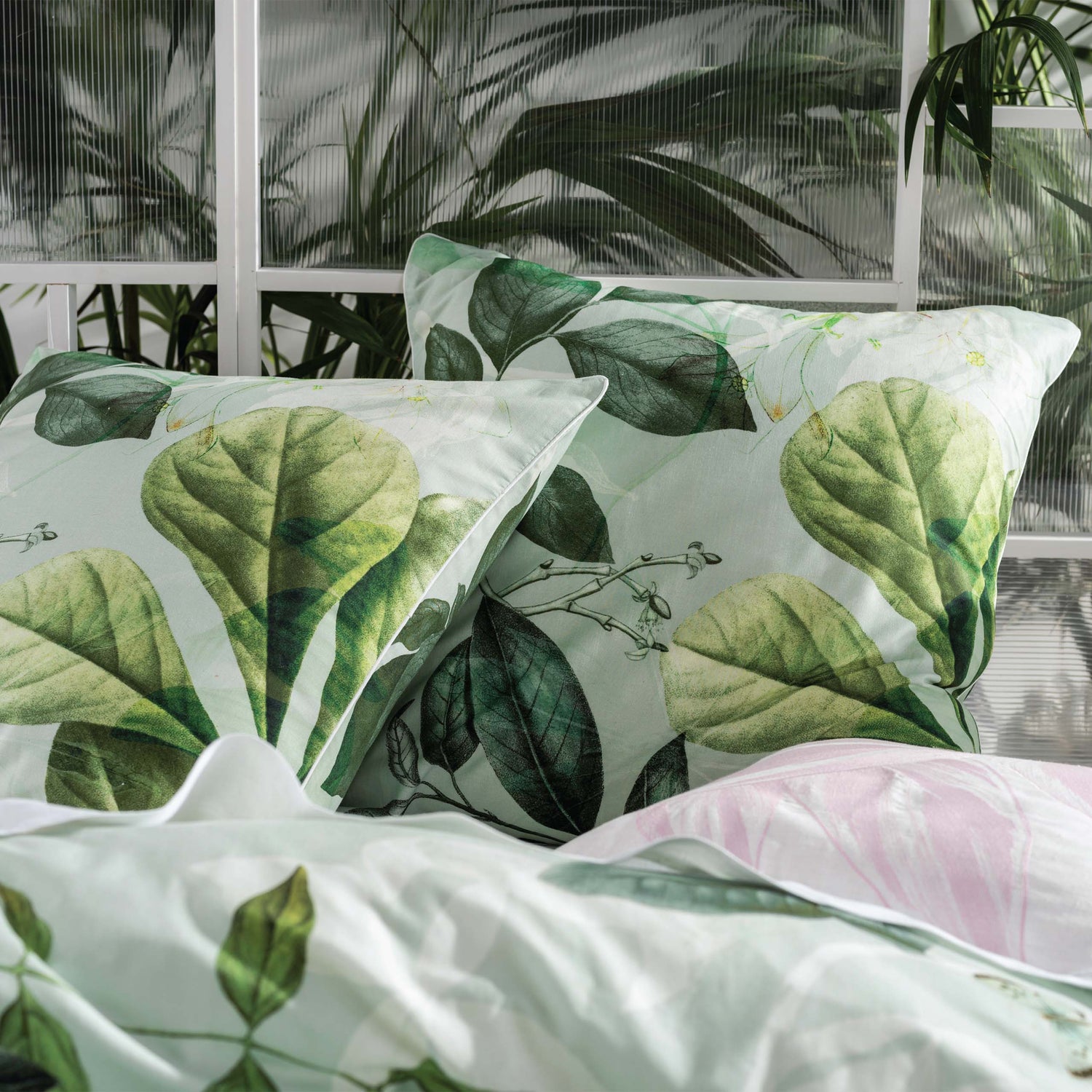 Linen House Glasshouse Floral Continental Pillowcase Mint