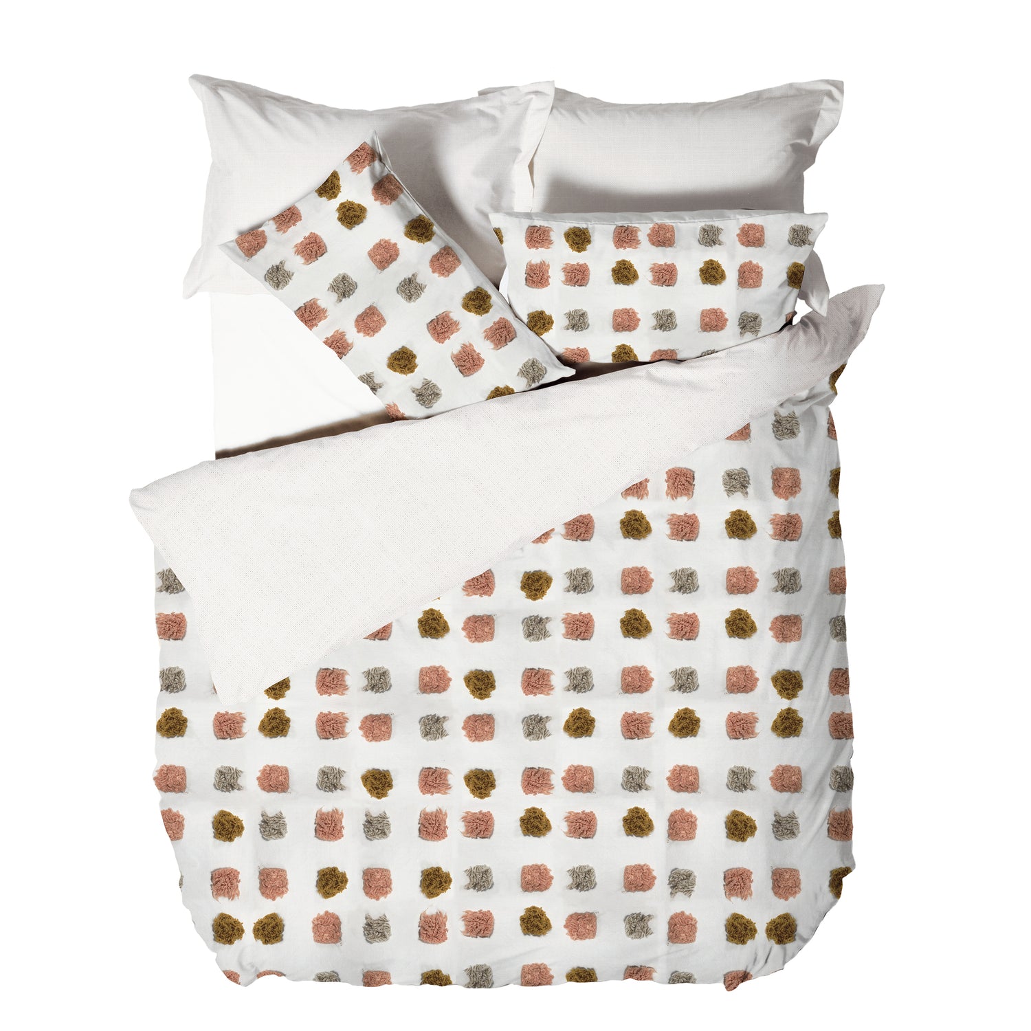 Linen House Haze Tufted Polka Dot Duvet Cover Bedding Set Pink Sand