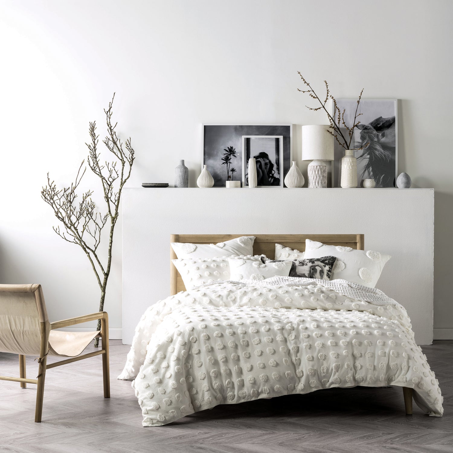 Linen House Haze Tufted Polka Dot Duvet Cover Bedding Set White