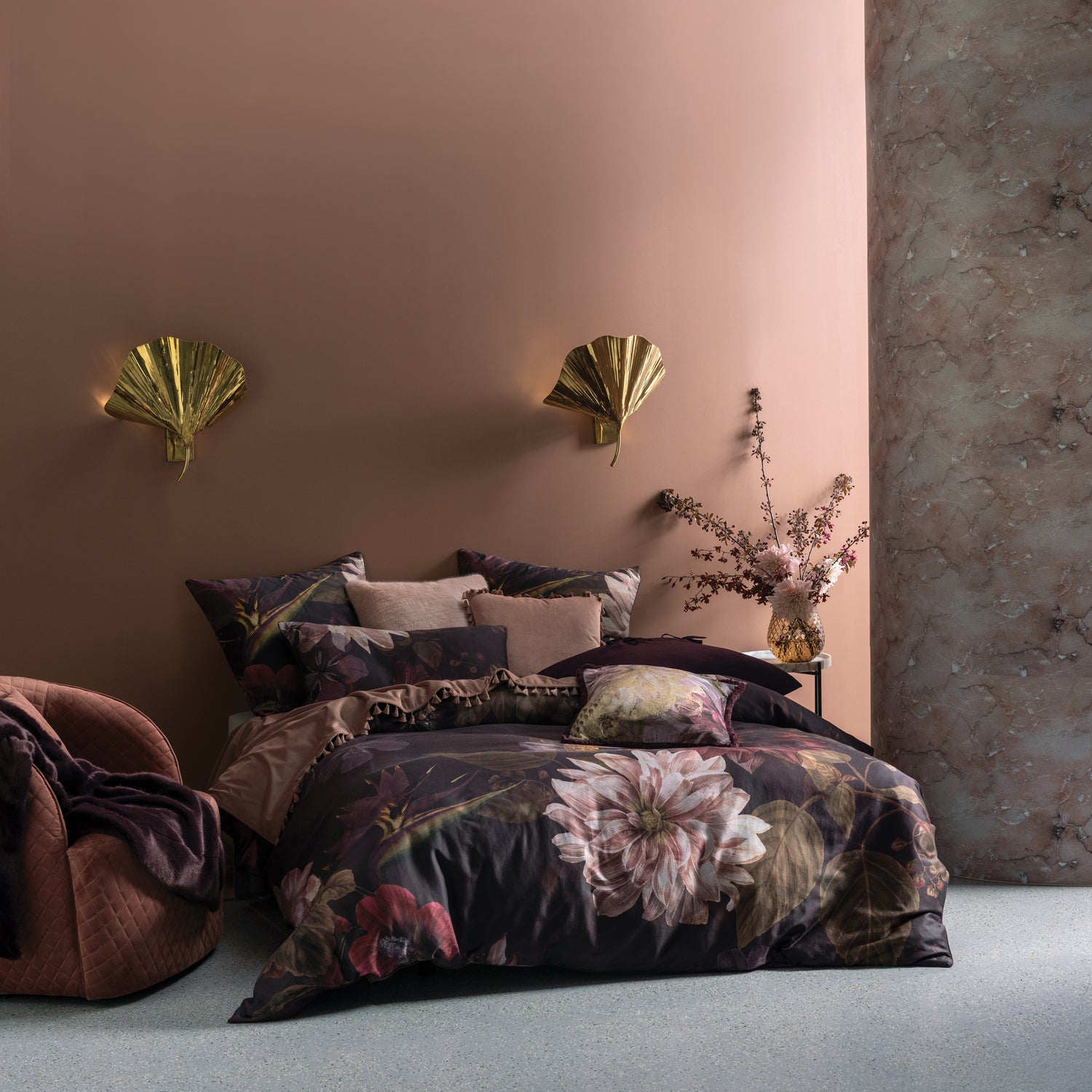 Neve Floral Bedding Set Plum