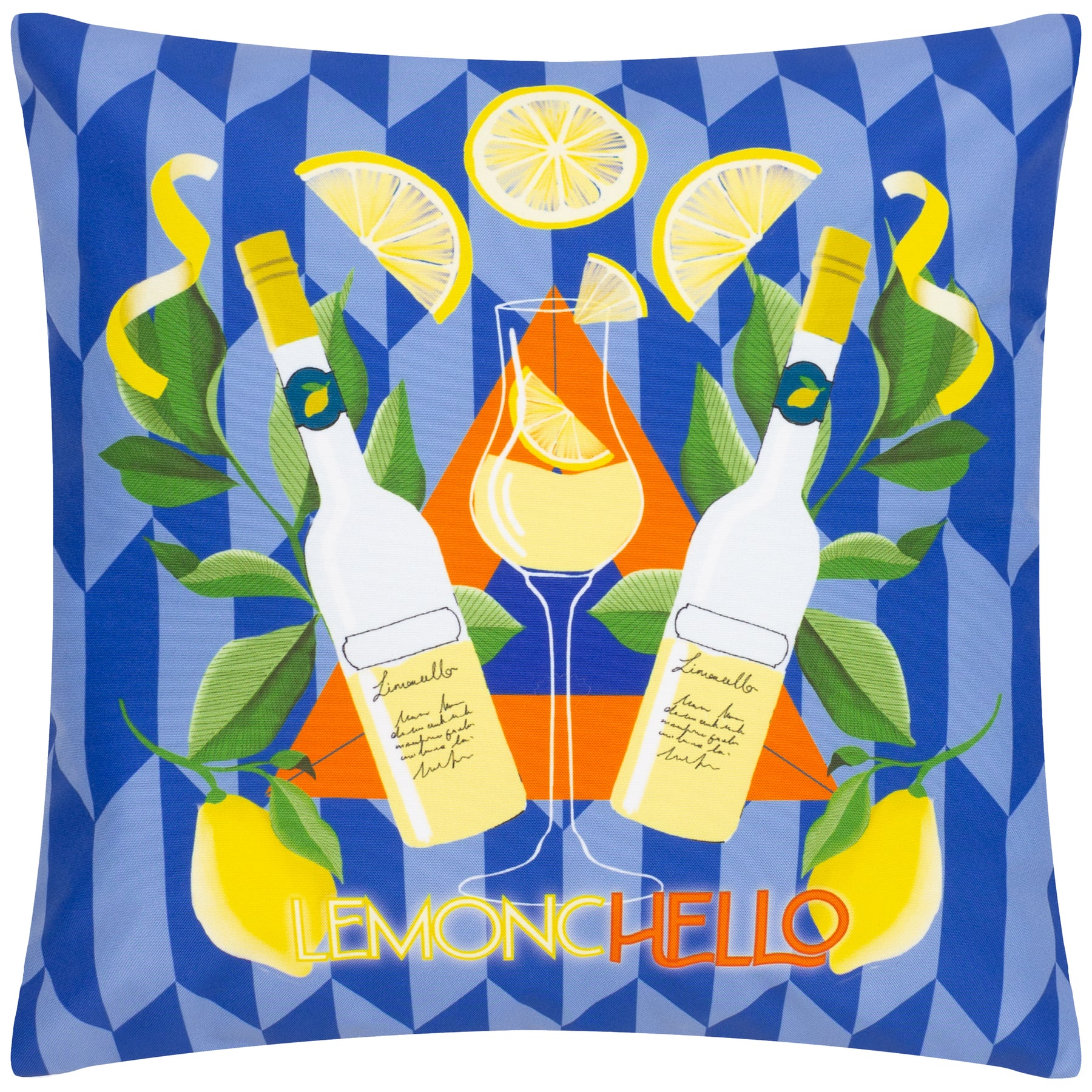 Limoncello Abstract Outdoor Filled Cushion 43cm x 43cm Blue