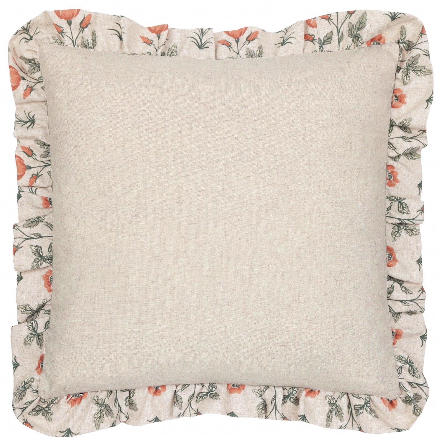 Paoletti Seventy Three Linen Renee Printed Ruffle 50cm x 50cm Filled Cushion Multi