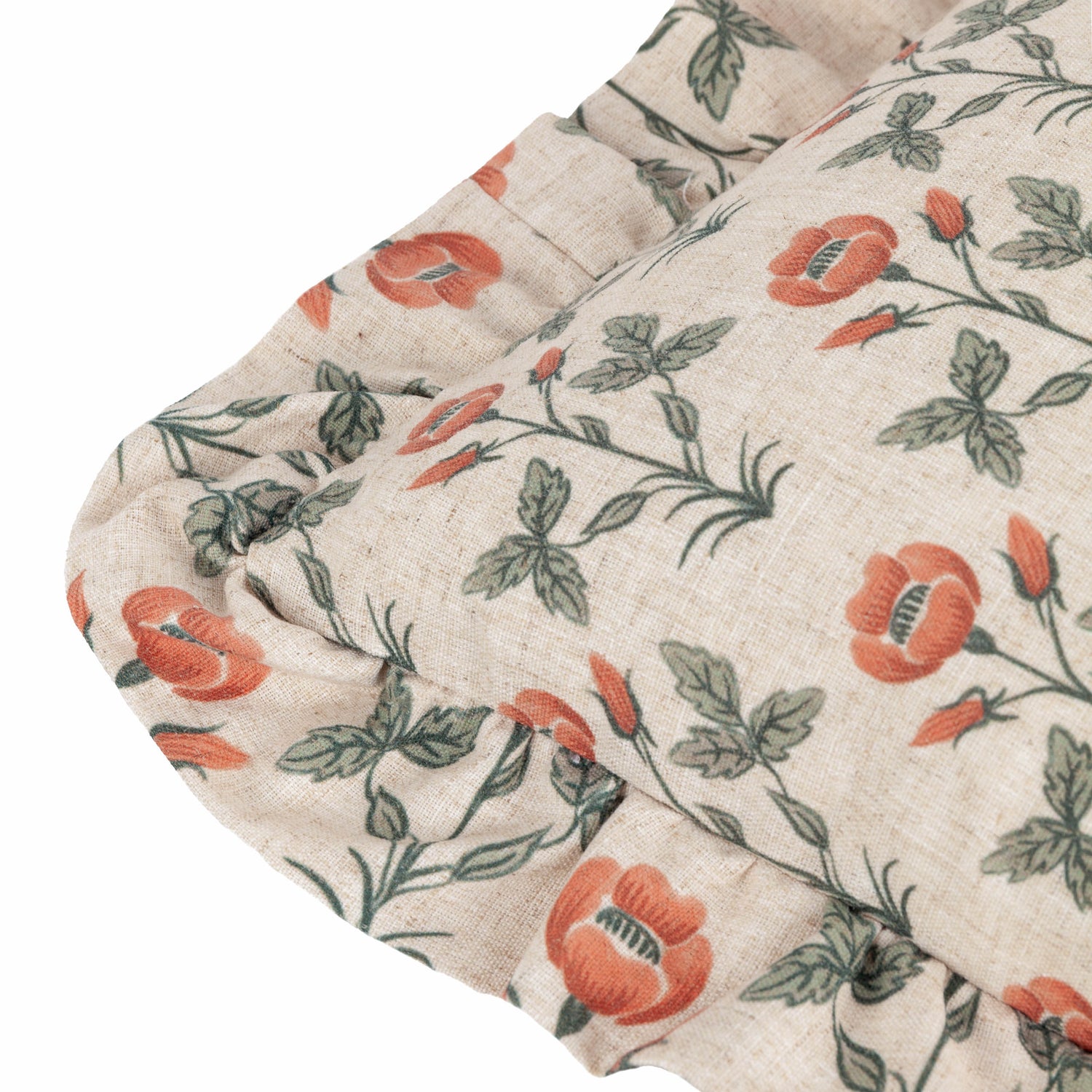 Paoletti Seventy Three Linen Renee Printed Ruffle 50cm x 50cm Filled Cushion Multi