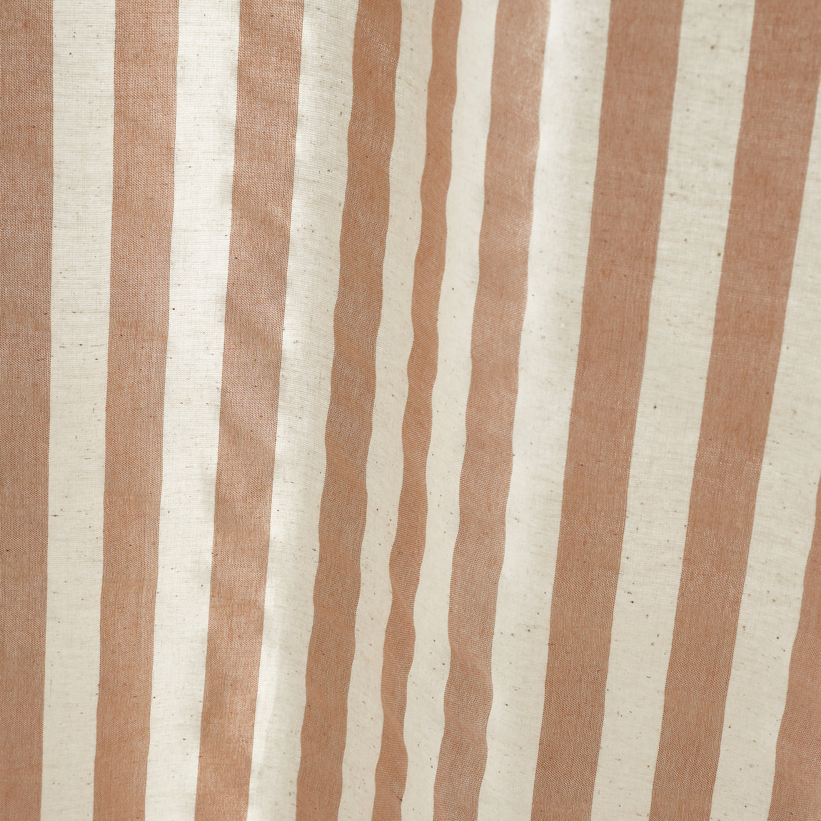 Pineapple Elephant Zanzibar Yarn Dyed Stripe Tie Top Panel Ready Made Single Voile Curtain Clay
