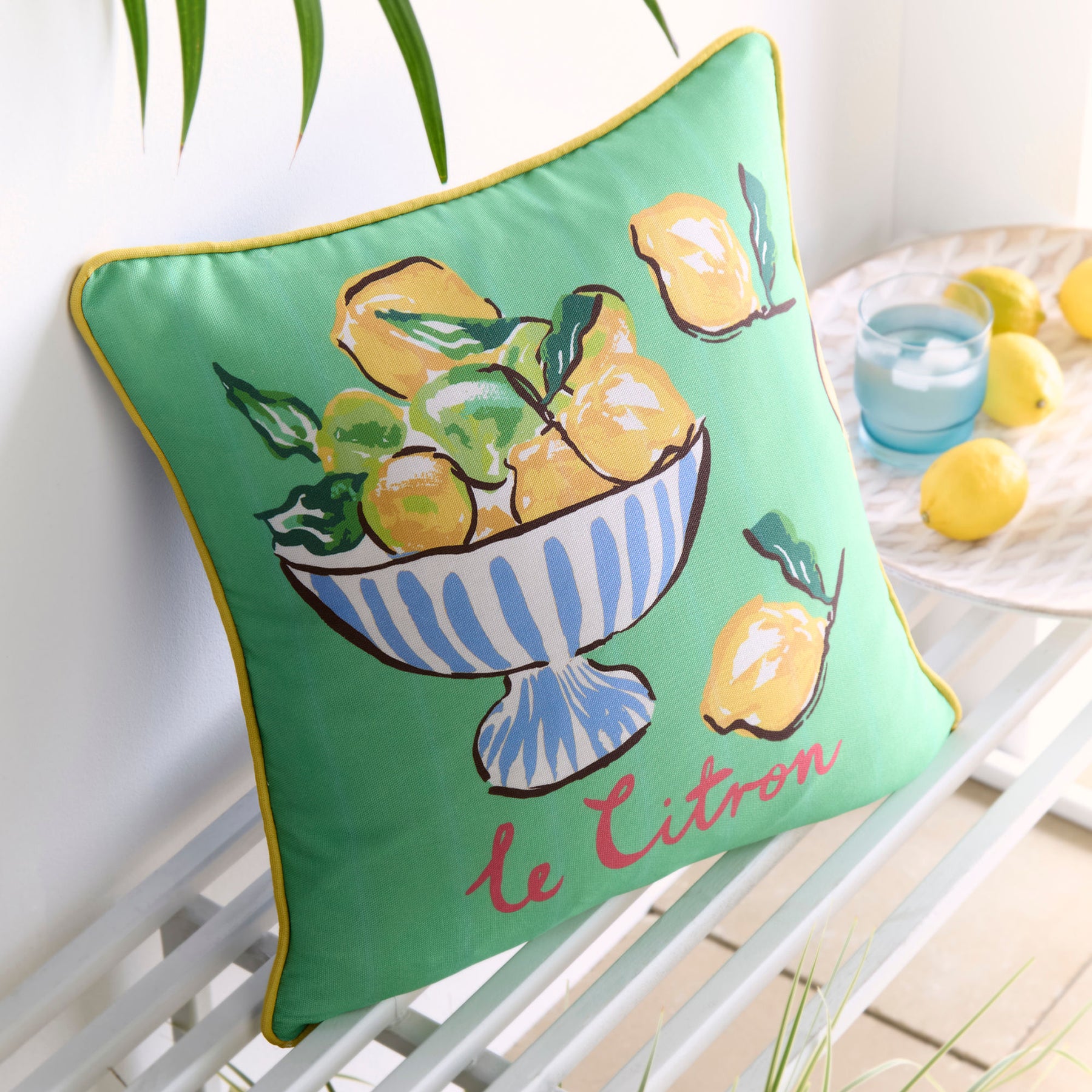 Fusion Lemon Fruit Bowl Outdoor 43cm x 43cm Filled Cushion Multi
