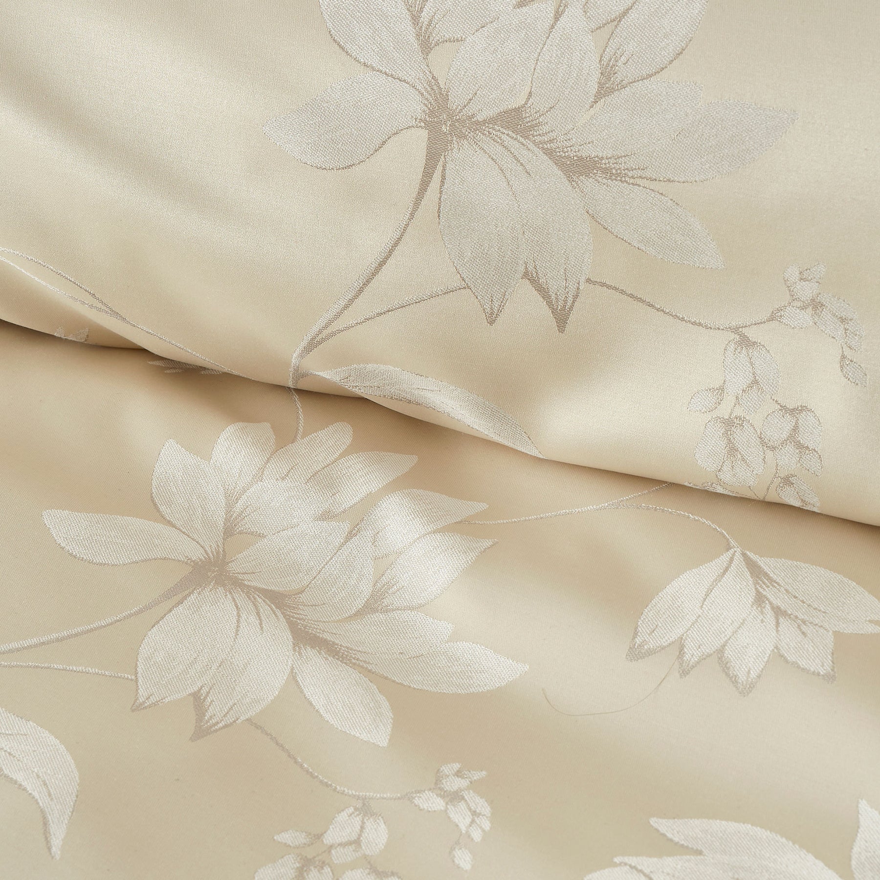 Soiree Lilly Floral Jacquard Duvet Cover Bedding Set Champagne