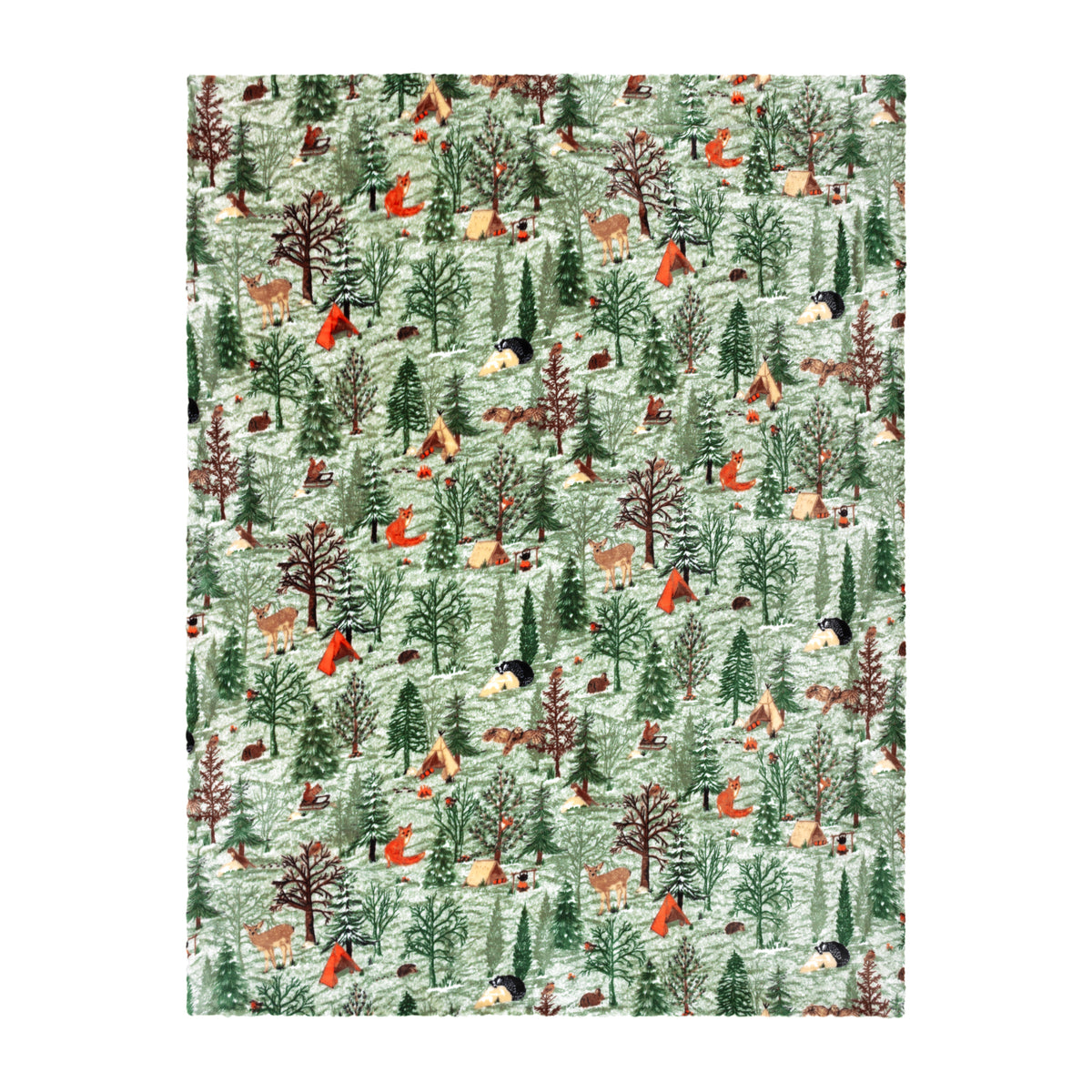 Lodge Wood Sherpa Fleece 130cm x 150cm Throw Oak Green