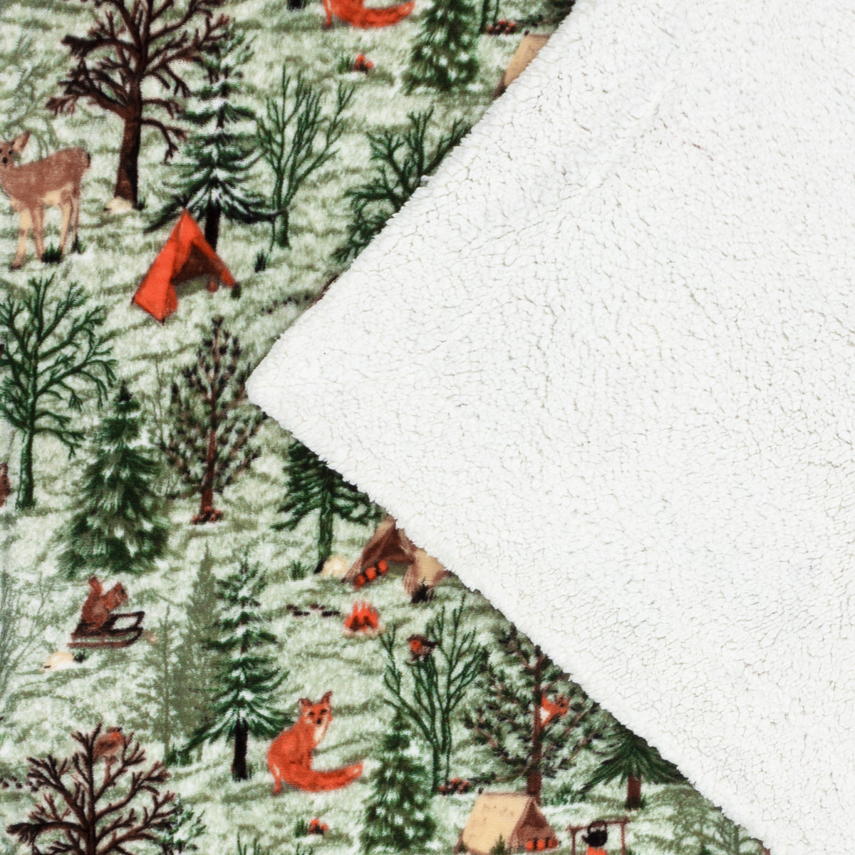 Lodge Wood Sherpa Fleece 130cm x 150cm Throw Oak Green