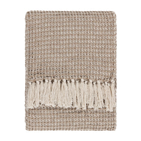 Lorne Waffle Fringed Throw 150cm x 200cm Biscuit