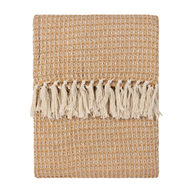 Lorne Waffle Fringed Throw 150cm x 200cm Honey