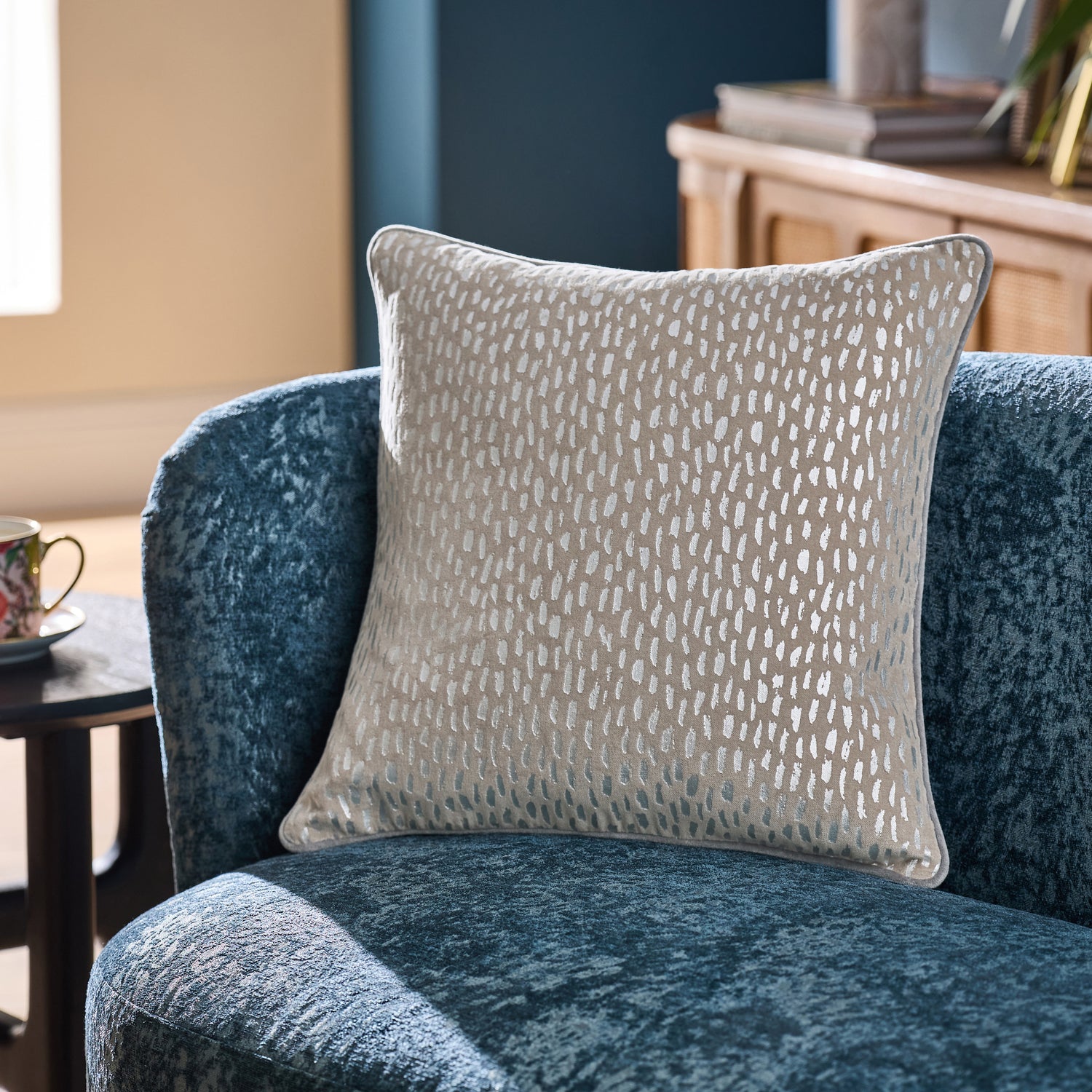 Clarke & Clarke Loxley Polyester Filled Cushion 43cm x 43cm Silver